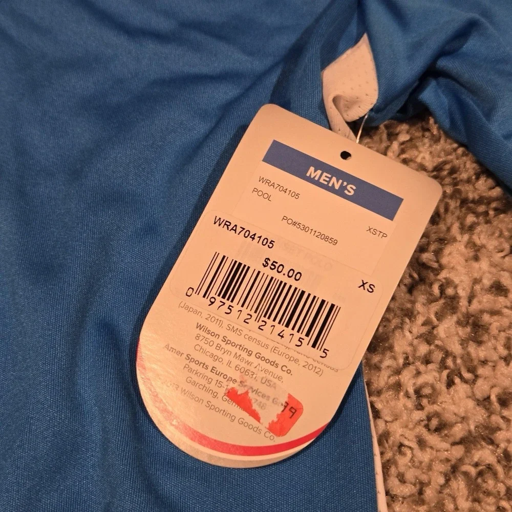 2011 Wilson Tennis Men's Polo Shirt Size XS NEW Deadstock Blue And White Perf - Picture 3 of 7